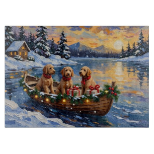 Goldendoodle Christmas Boat Holiday Cutting Board