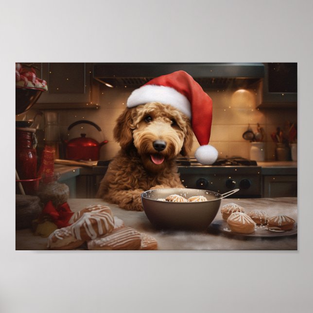 Goldendoodle Christmas Cookies Festive Holiday Poster (Front)