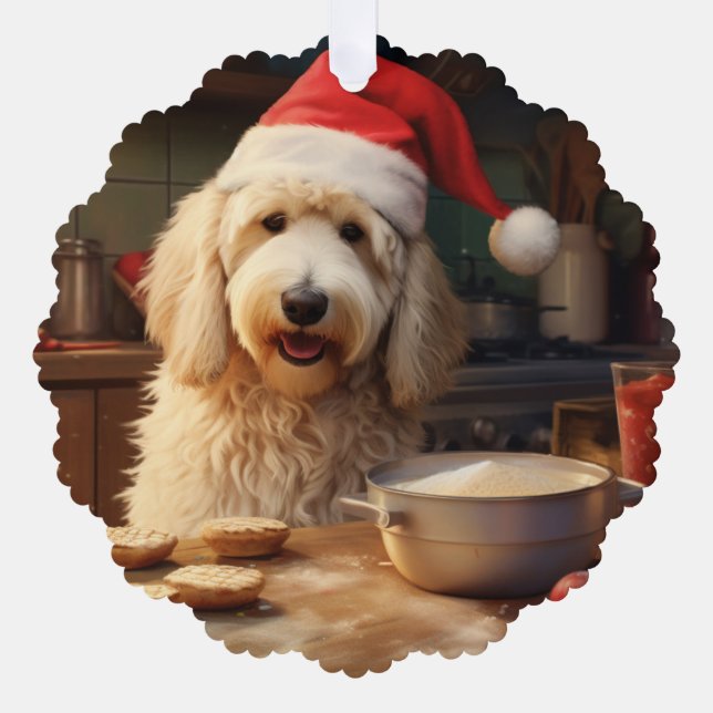Goldendoodle Christmas Cookies Holiday Ornament Card (Front)