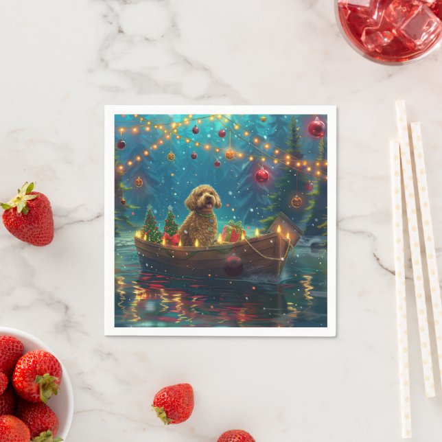 Goldendoodle Christmas Festive Voyage Napkin (Insitu)