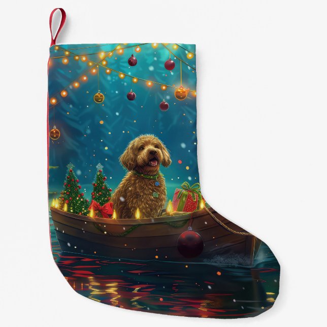 Goldendoodle Christmas Festive Voyage Small Christmas Stocking (Front)