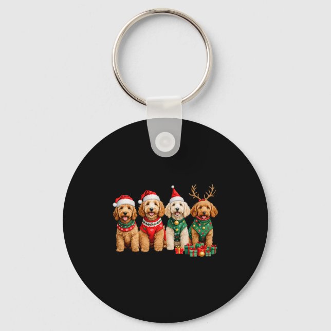 Goldendoodle Christmas Golden Doodle Pajamas For W Keychain (Front)