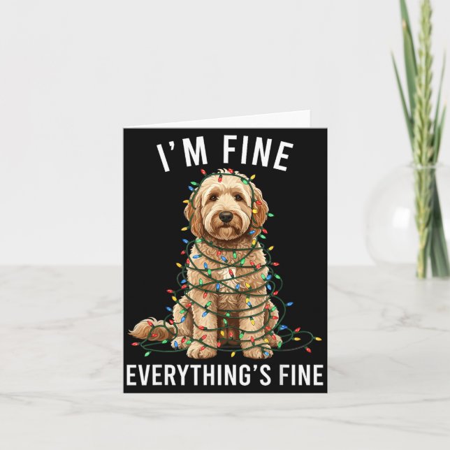 Goldendoodle Christmas I'm Fine Everything Is Fine Card (Front)