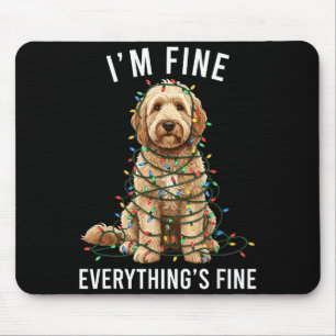 Goldendoodle Christmas I'm Fine Everything Is Fine Mouse Pad