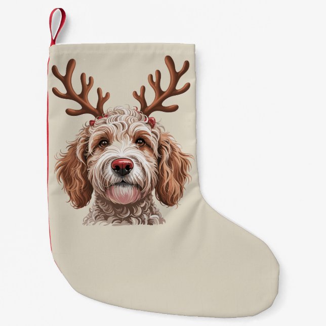 Goldendoodle Christmas Lover Dog Mom Gift Small Christmas Stocking (Front)