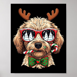 Goldendoodle Christmas Reindeer Holiday Dog Lover  Poster