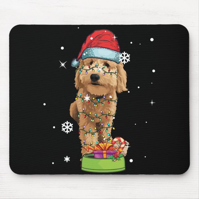 Goldendoodle Christmas Santa Funny Dog Lover Gift Mouse Pad (Front)