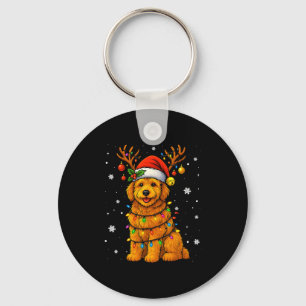 Goldendoodle Christmas Tee Reindeer Christmas Ligh Keychain
