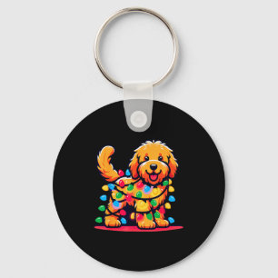 Goldendoodle Christmas Tree Xmas Lights Golden Doo Keychain