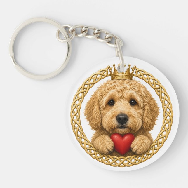Goldendoodle Claddagh Keychain (Front)