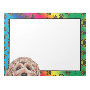 Goldendoodle colourful dog paw pattern  notepad