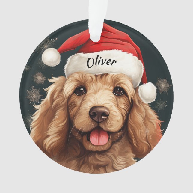 Goldendoodle Custom Christmas Ornament (Front)