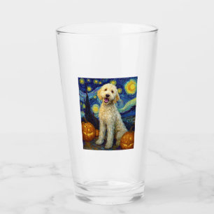Goldendoodle Cute Dog Halloween Jack O Lantern Pum Glass