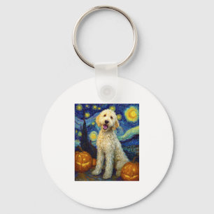 Goldendoodle Cute Dog Halloween Jack O Lantern Pum Keychain