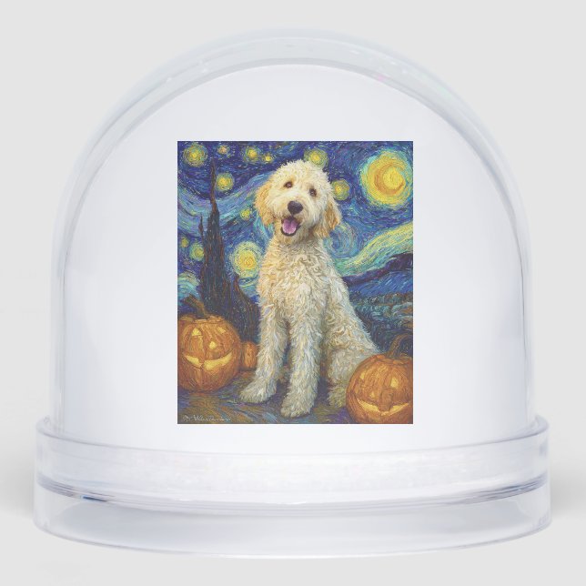 Goldendoodle Cute Dog Halloween Jack O Lantern Pum Snowglobe (Front)