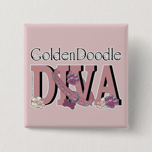 GoldenDoodle DIVA 2 Inch Square Button