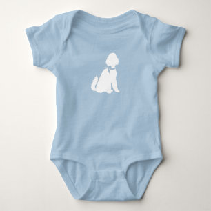 Goldendoodle Dog Baby Shower Boy Blue Bodysuit