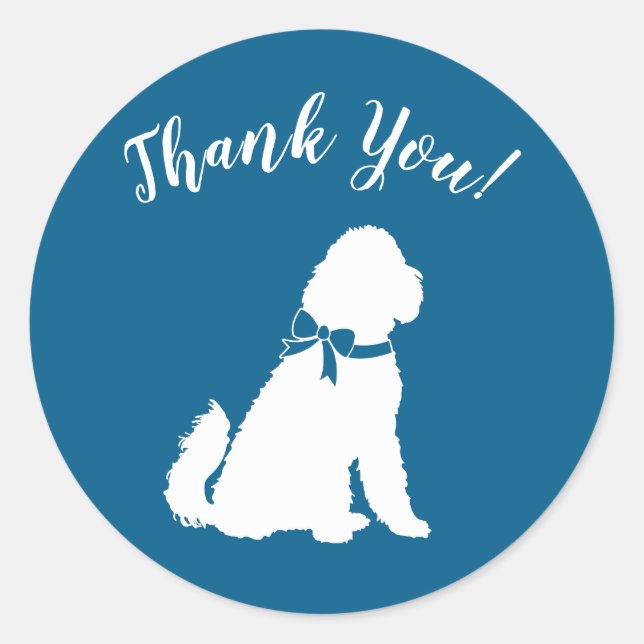 Goldendoodle Dog Baby Shower Boy Blue Classic Round Sticker (Front)