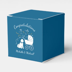 Goldendoodle Dog Baby Shower Boy Blue Favor Box