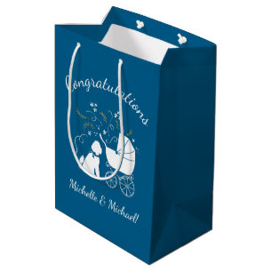 Goldendoodle Dog Baby Shower Boy Blue Medium Gift Bag