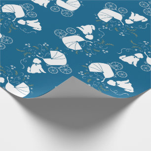 Goldendoodle Dog Baby Shower Boy Blue Wrapping Paper