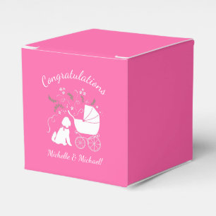 Goldendoodle Dog Baby Shower Pink Girl Favor Box
