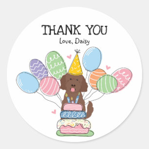Goldendoodle Dog Birthday Party Favour Tags Sticke