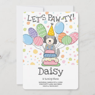 Goldendoodle Dog Birthday Party Invitation