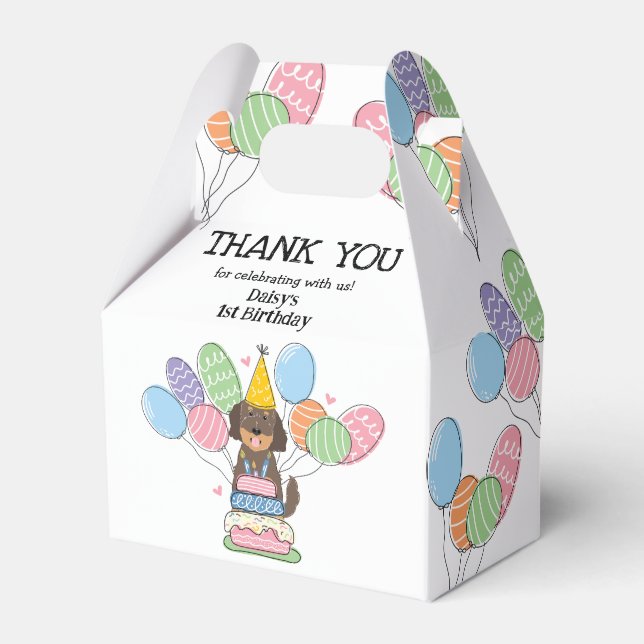 Goldendoodle Dog Birthday Thank You Favour Box (Front Side)