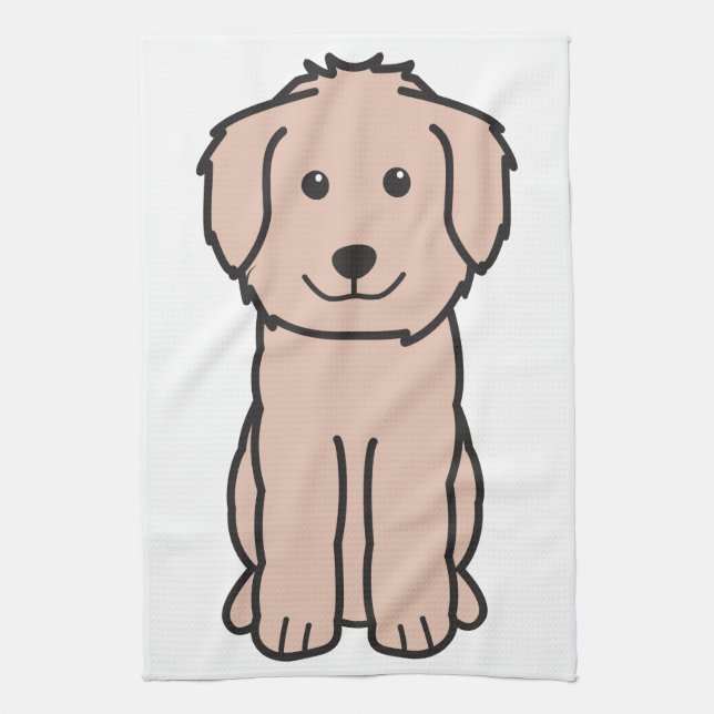 Goldendoodle Dog Cartoon Kitchen Towel (Vertical)