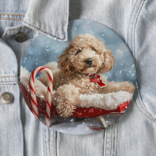 Goldendoodle Dog Christmas Festive 6 Inch Round Button