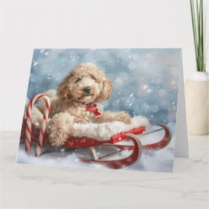 Goldendoodle Dog Christmas Festive  Card