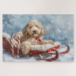 Goldendoodle Dog Christmas Festive  Jigsaw Puzzle