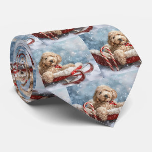Goldendoodle Dog Christmas Festive  Tie