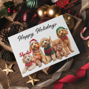 Goldendoodle Dog Christmas Holiday Postcard
