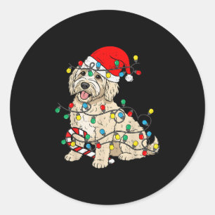 Goldendoodle Dog Christmas Lights Santa Xmas Pet D Classic Round Sticker