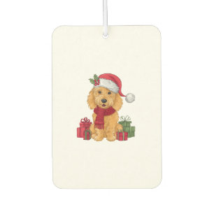 Goldendoodle Dog Christmas Outfits Santa Hat Dog X Air Freshener