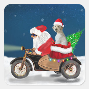 Goldendoodle dog Christmas Santa Claus Throw Pillo Square Sticker