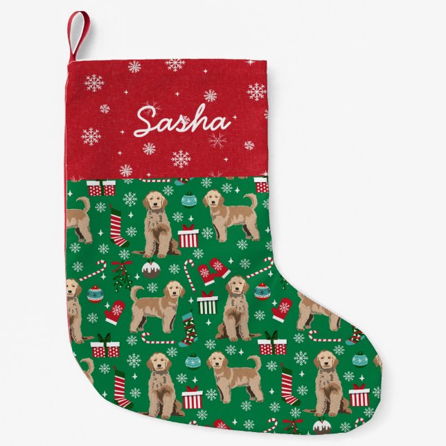 Goldendoodle Dog Christmas Small Christmas Stocking (Front)