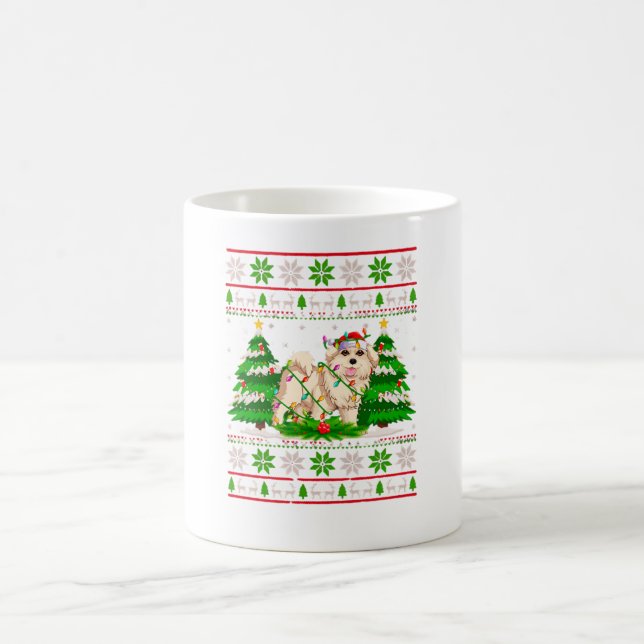 Goldendoodle Dog Christmas Tree Lights Coffee Mug (Center)