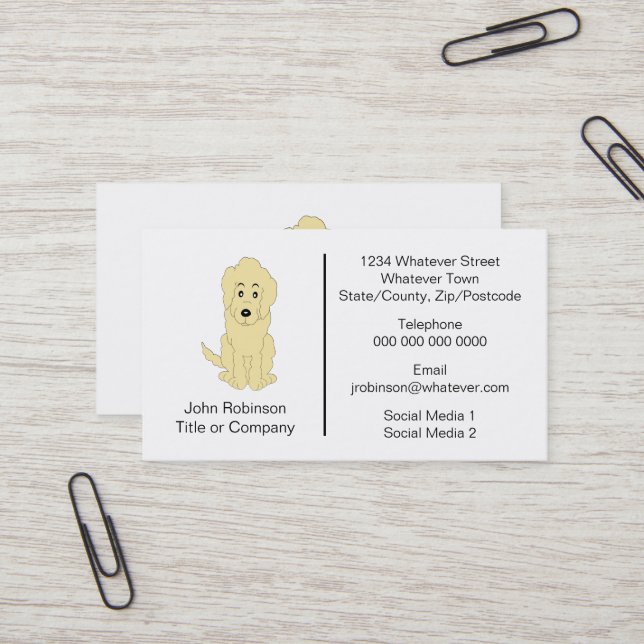 Goldendoodle Dog Design Boarding Kennels Business Card (Front/Back In Situ)