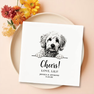 Goldendoodle Dog Drawing Personalized Cheers Napkin