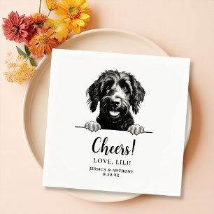Goldendoodle Dog Drawing Personalized Cheers Napkin