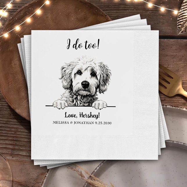 Goldendoodle Dog Drawing Personalized I Do Too  Napkin (Creator Uploaded)