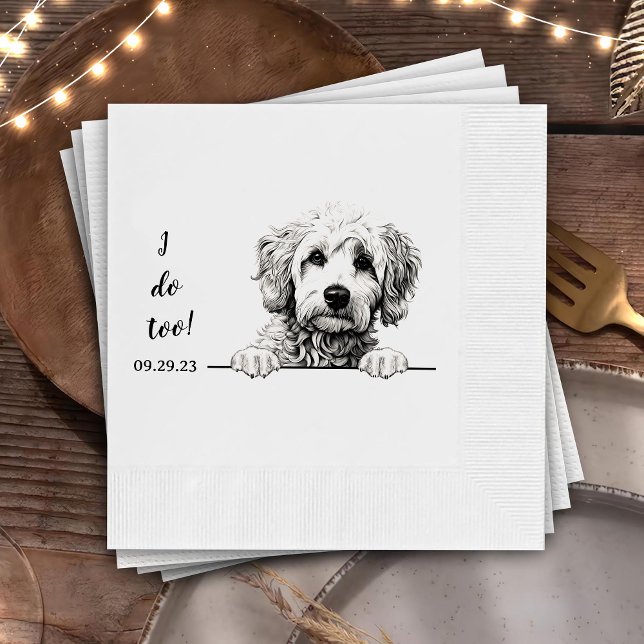 Goldendoodle Dog Drawing Personalized I Do Too Napkin (Creator Uploaded)