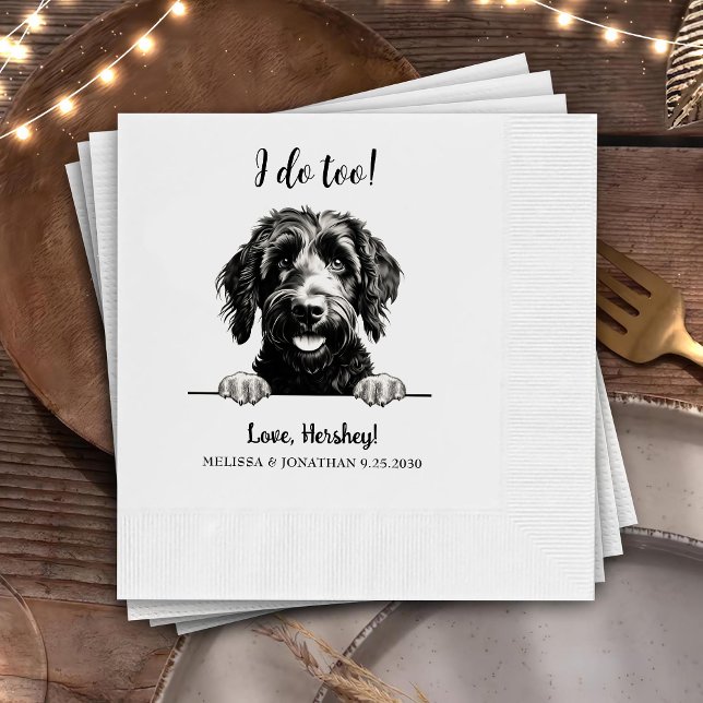 Goldendoodle Dog Drawing Personalized I Do Too  Napkin (Creator Uploaded)