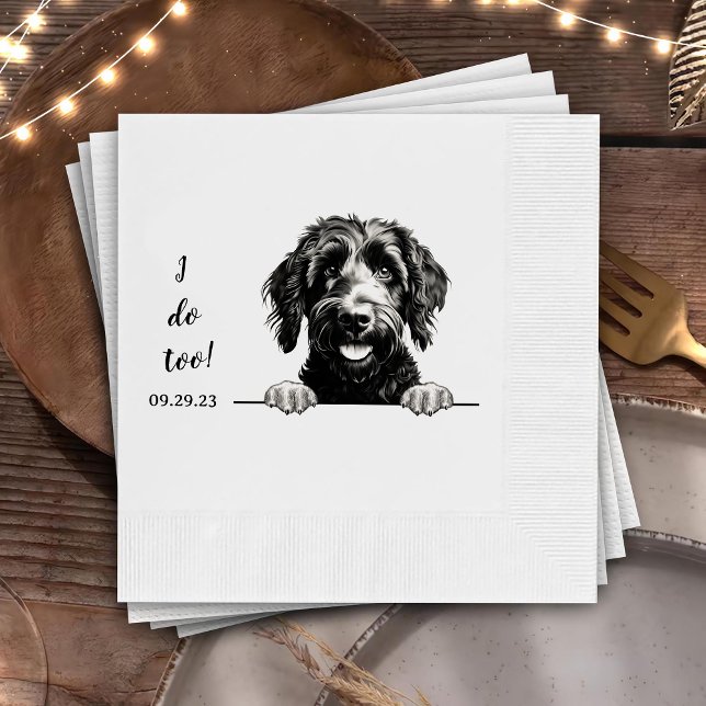 Goldendoodle Dog Drawing Personalized I Do Too Napkin (Creator Uploaded)
