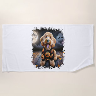 Goldendoodle Dog Halloween Beach Towel
