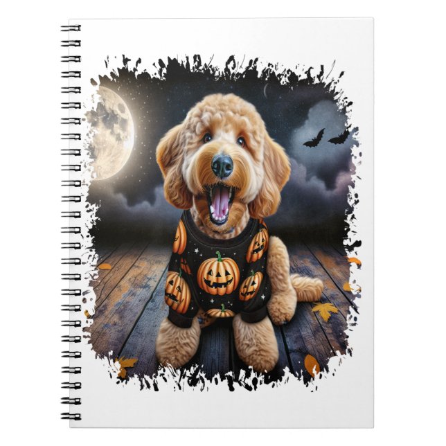 Goldendoodle Dog Halloween Notebook (Front)