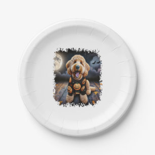Goldendoodle Dog Halloween Paper Plate